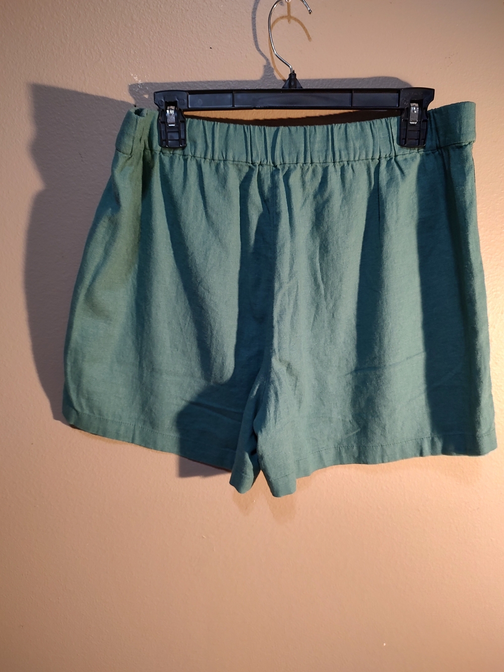 J. Crew High-Waist Teal Linen-Blend Shorts - Picture 2 of 4
